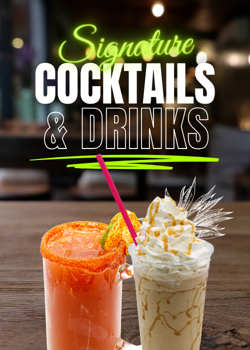 Michelada drink in a glass with caramel frape and whipped cream